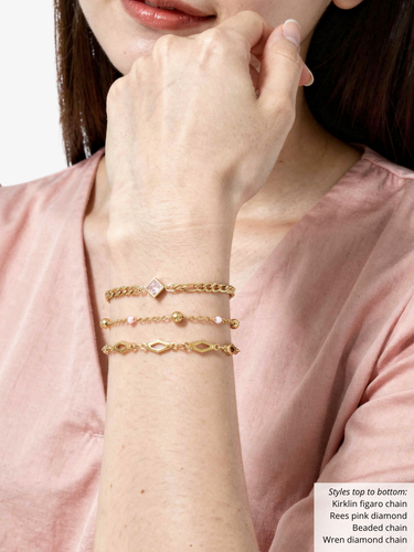 Pink Unfinished PVD Stainless Steel Bracelet Chain Collection,  8 Style Options