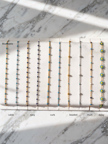 Blue Unfinished PVD Stainless Steel Chain Collection,  10 Style Options