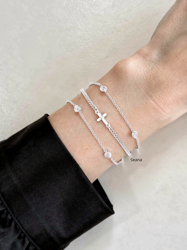 Cross Charm Bracelet Collection, 7 Sterling Silver Styles