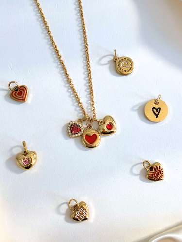 Gold Heart Necklace Pendant Collection, 9 Styles PVD Stainless Steel