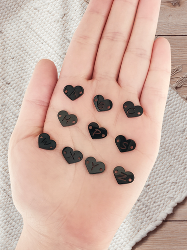 Silvia Black Heart Initial Bracelet Connector, PVD Stainless Steel