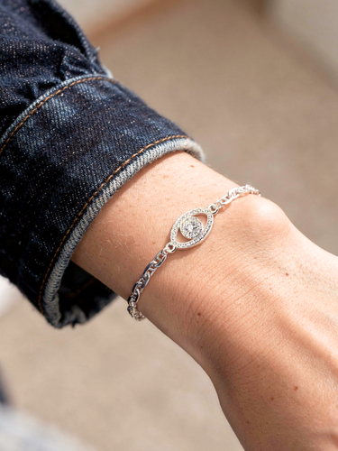 Winnie Eye Connector, Sterling Silver Cubic Zirconia