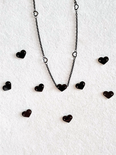Silvia Black Heart Connector, PVD Stainless Steel Enamel