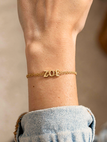 Jean Gold Capital Initial Bracelet Beads, PVD Stainless Steel