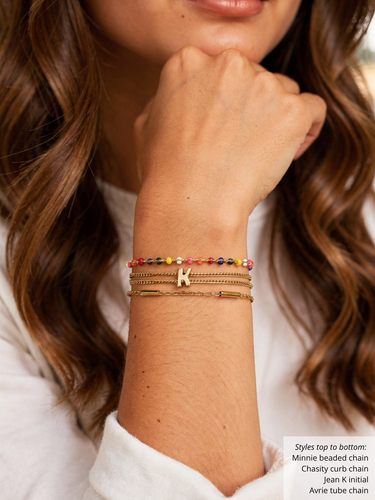 Jean Gold Capital Initial Bracelet Beads, PVD Stainless Steel
