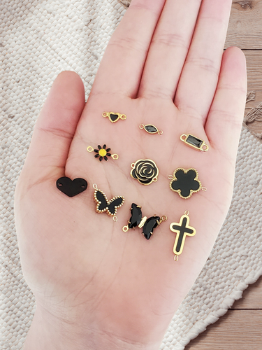 Gold Black Connector Collection, 10 Styles PVD Stainless Steel