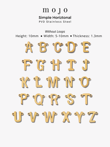 Choose Your Gold Letter Style A-Z Initial Bracelet Charms, PVD Stainless Steel