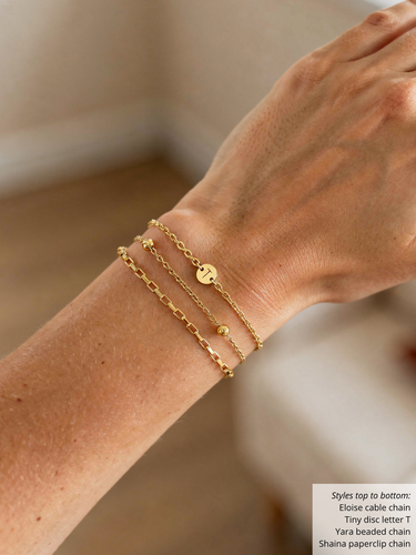 Choose Your Gold Letter Style A-Z Initial Bracelet Charms, PVD Stainless Steel