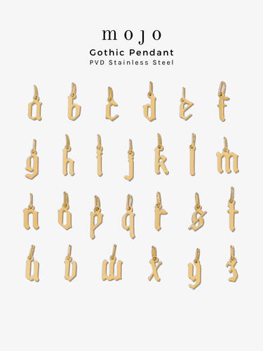 Choose Your Gold Letter Style A-Z Initial Pendant Charms, PVD Stainless Steel