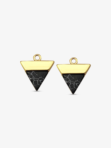 Pair of Aya Gold And Black Triangle Earring Charms Made With Marble And Howlite In Arrow Shape | Mojo Supply Co