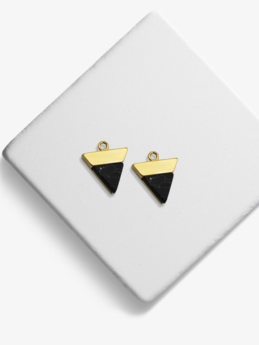 Pair of Aya Gold And Black Triangle Earring Charms Made With Marble And Howlite In Arrow Shape | Mojo Supply Co