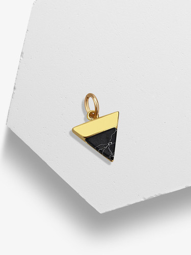 Aya Gold And Black Triangle Necklace Pendant Made With Marble And Howlite In Arrow Shape | Mojo Supply Co
