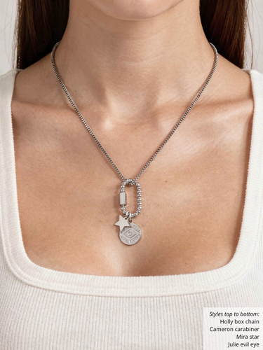 Julie Matte Evil Eye Necklace Pendant, Gold or Silver