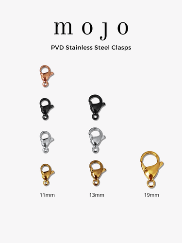 Cassidy 11mm, 13mm, and 19mm PVD Stainless Steel Lobster Clasp, 3 Colors