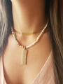 Bethany Gold Studded Love Bar Necklace Pendant