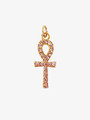 Dainty Gold Ankh CZ Clear Jeweled Round Cross Bracelet Charm. Name Skylar | Mojo Supply Co