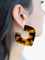 Bergen Statement Tortoise Shell Rectangle Hoops