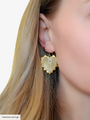 Woman Wearing Bold Fancy Valentina Heart Earrings