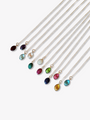 Sterling Silver Crystal Birthstone Adjustable Necklace, 12 Gemstone Options