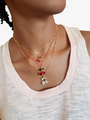 Kimmie Sparkling Gold Cherry Necklace Pendant, 2 sizes
