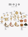 Labeled Collection of Gold Animal Necklace Pendants from Bee Pendants, Animal Paw Charm, Variety of Snake pendants From Tiny Minimalist Designs to Long and Layered Textured Snakes, CZ Bear Pendant, Bird Charm, Unicorn, Colorful Koi Fish, Enamel Characters Tiger, Piglet, Pooh, And Eeyore | Mojo Supply Co