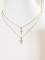 Gold Cross Necklace, Pearl or Diamond CZ Styles