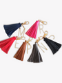 Customized Gold Initial Keychain With Vegan Leather Tassel, 6 Color Options