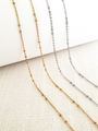 Finn Unfinished Stainless Steel Beaded Satellite Chain, Gold or Silver