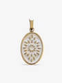 Abby Gold and White Medallion Necklace Pendant, Stainless Steel