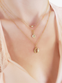 Layered Necklaces With Dainty Opal Connector And Celestial Coin Pendants