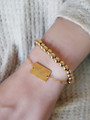 Thea Gold Textured Rectangle Connector Bracelet Charm