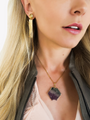 Marisol Gold Amethyst Hexagonal Slice Necklace Pendant