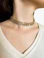 Woman Wearing Bling CZ Studded Adjustable Statement Necklace Choker in Gold and Silver | Mojo Supply Co