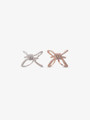 Ellianna Statement Adjustable Knot Ring In Silver And Rose Gold With Cubic Zirconia