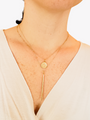 Layered Necklaces With Matte Gold Evil Eye Coin Pendant And Gold Spike Pendant