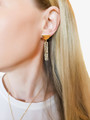 Women Wearing Melinda Mesh Bar Matte Gold Earring Charms with Gold Half Circle Earring Findings | Mojo Supply Co