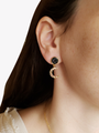 Women Wearing Melissa Gold Silver Hammered Moon Earring Charms