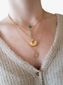 Woman Wearing Giana Gold Starry Night Necklace Pendant