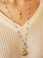 Woman Wearing Magin Gold Pearl Connector Necklace Pendant