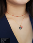 Demi Gold Heart Necklace Pendant in Black, Red or White