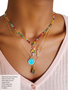 Colorful Beaded Unfinished Necklace Chain layered with other dainty necklaces and pendants