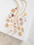 Edith Gold Leaf CZ Studded Necklace Pendant