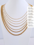 Gold Unfinished PVD Stainless Steel Chain Collection, 7 Style Options
