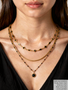 Gold PVD Stainless Steel Unfinished Necklace Chain, Black and White Enamel Collection