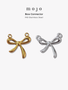 Leona Bow Necklace Connector, PVD Stainless Steel Gold and Silver