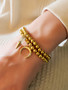 Two Gold Bead Ball Bracelets with Adriane Moon Charm and Gold Crystal Charm | Mojo Supply Co