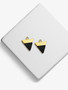 Pair of Aya Gold And Black Triangle Earring Charms Made With Marble And Howlite In Arrow Shape | Mojo Supply Co
