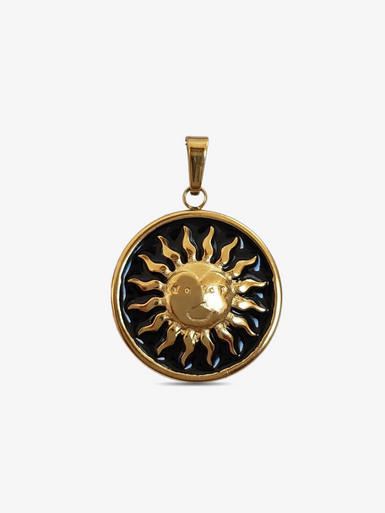 ネックレス・ペンダント MONIES SS22 PENDANT KAMAGONG GOLDFOIL (8112KG BLACK GOLD) Camden Gold and Black Sun Coin Necklace Pendant, PVD