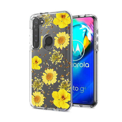 Pressed Dried Flower Design Phone Case For Motorora G Stylus In Yellow