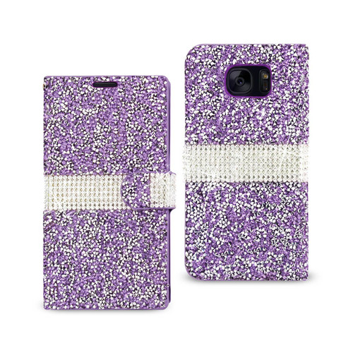 Reiko Samsung Galaxy S7 Edge Diamond Rhinestone Wallet Case In Purple